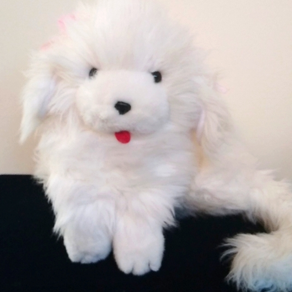 White Fluffy Stuffed Dog Toy